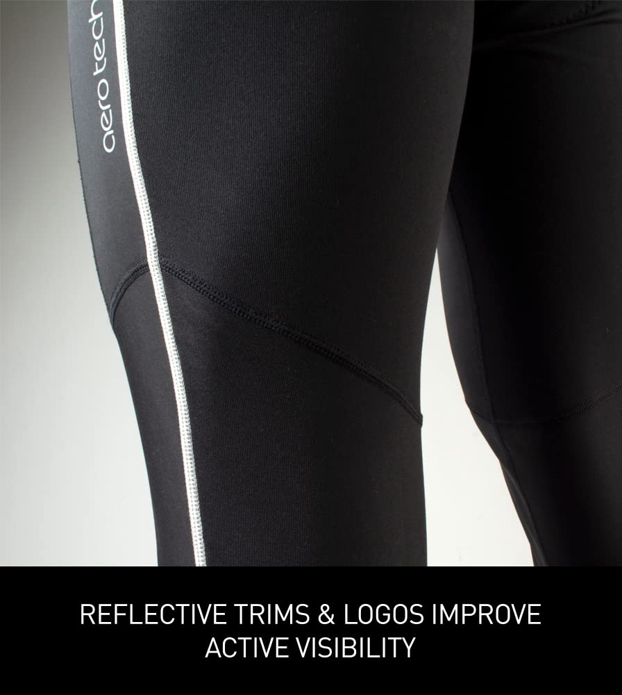 AERO|TECH|DESIGNS | Men's Windstop Padded Cycling Tights | Black | Large