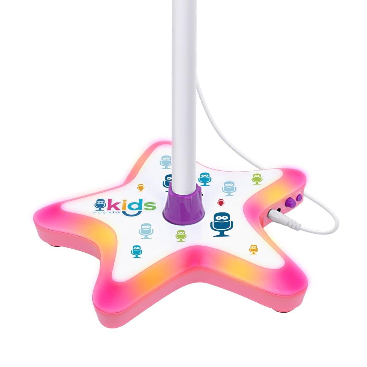 Singing Machine Kids SMK910PP Star Stage, Adjustable Sing-Along Mic Stand with LED Lights, Pink/Purple