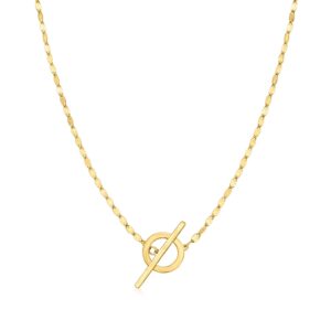 rs pure by ross-simons italian 14kt yellow gold lumachina-chain toggle necklace. 16 inches