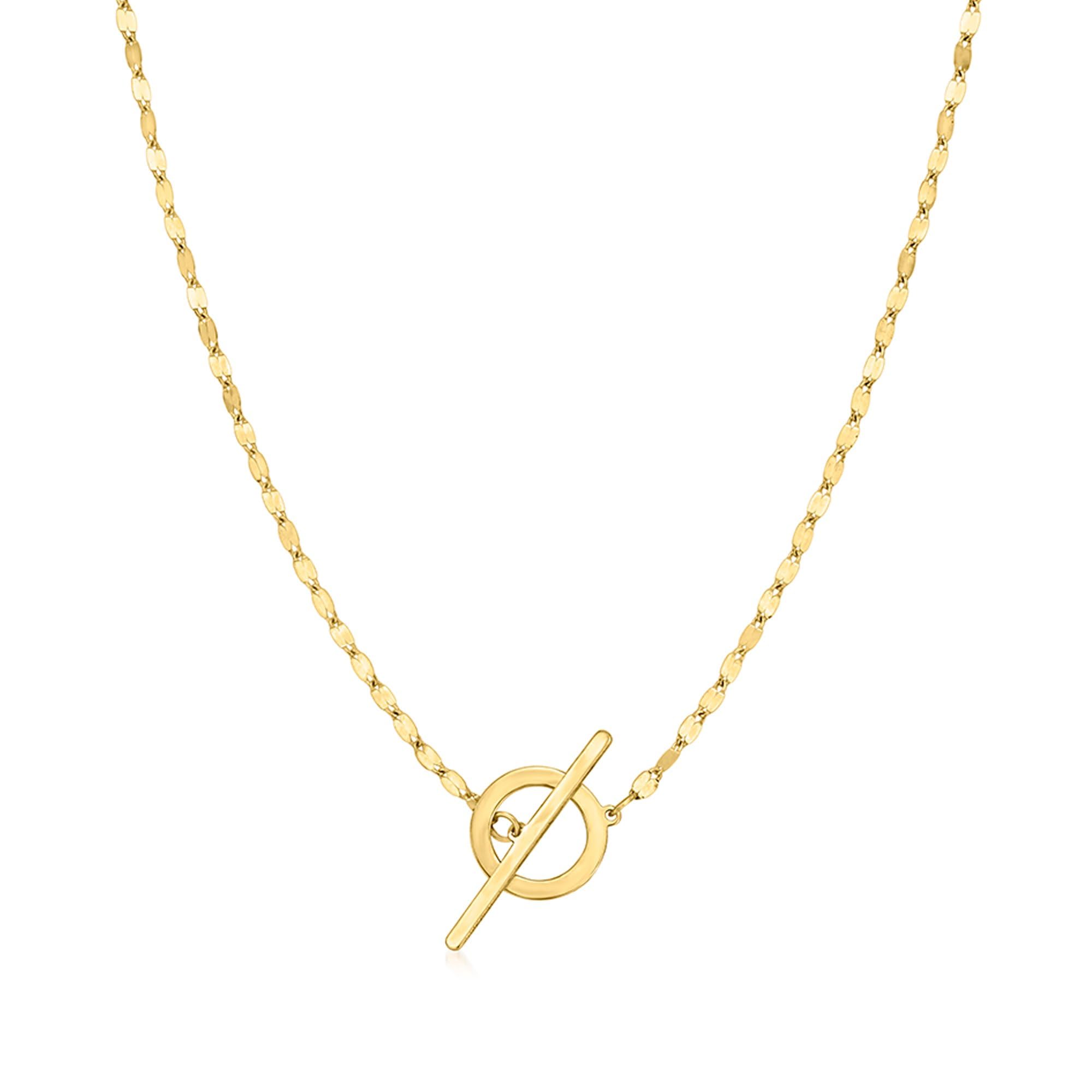 RS Pure by Ross-Simons Italian 14kt Yellow Gold Lumachina-Chain Toggle Necklace. 16 inches