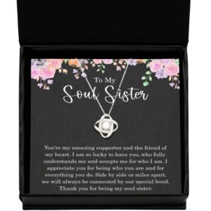 Soul Sister Gifts For Women, Necklace For Best Friend, Sister in Law, BFF, Unbiological Sister, Bestie, Unique Friendship Birthday Present Sentimental Jewelry, Long Distance, Crystal, Cubic Zirconia