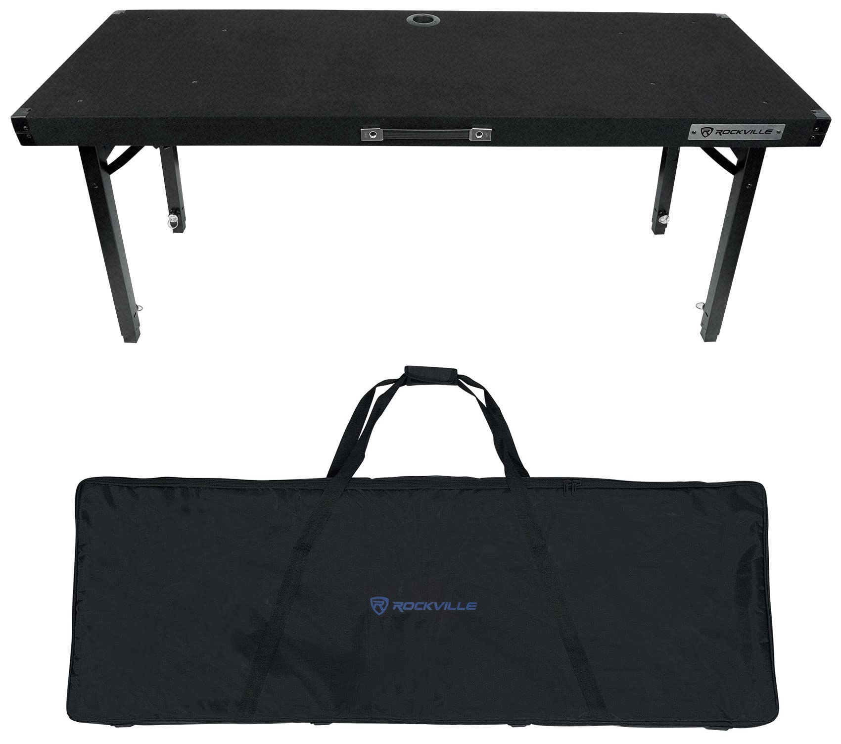 Rockville RTBL4 Adjustable Height DJ Table Folding Legs + Carry Bag 20" x 60"