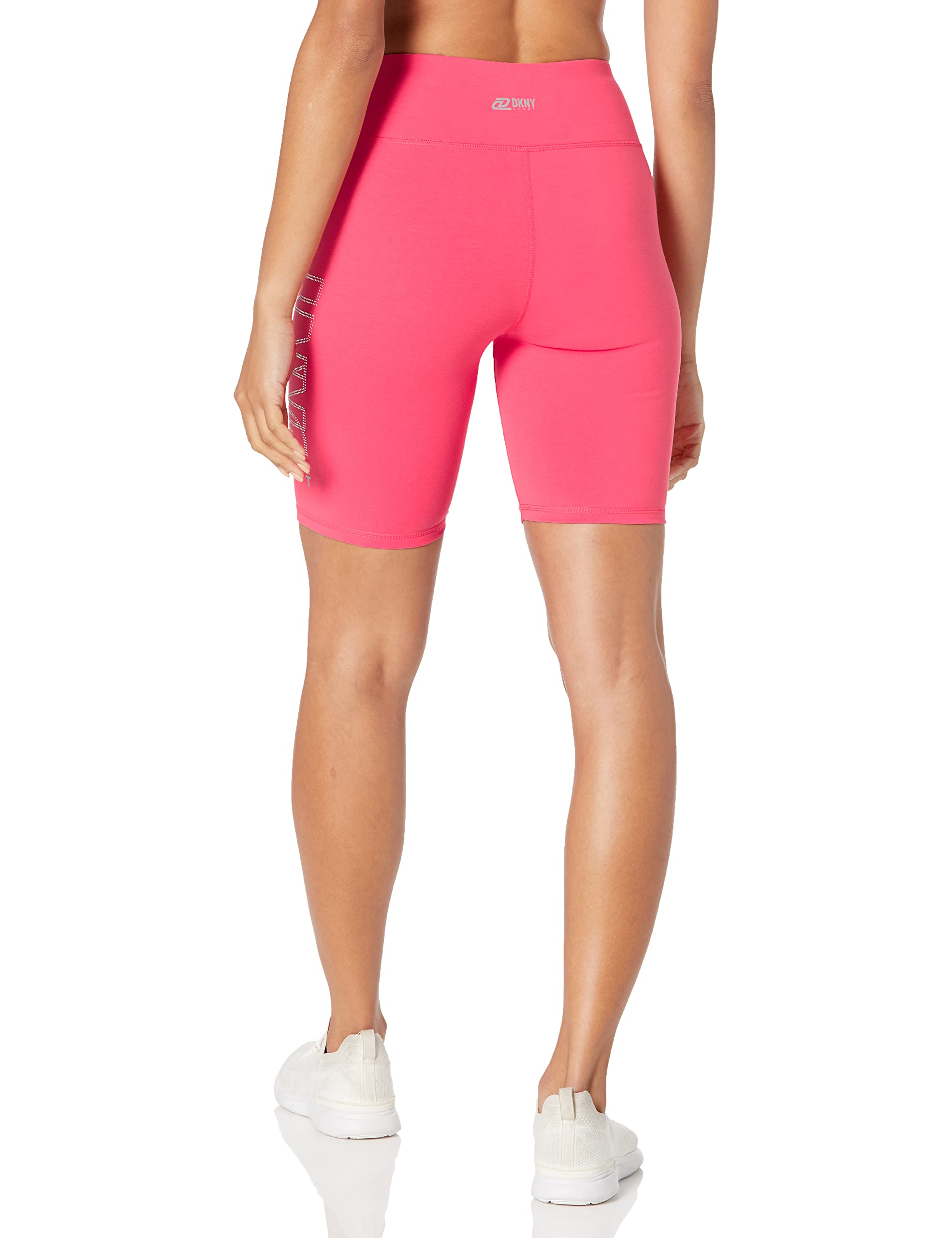 DKNY Women's High Waist Rhinestone Logo Bike Short, Calypso, Small