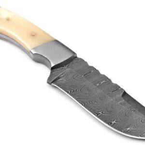 W TRADING Handmade Damascus Hunting Knife | Damascus Steel Blade Hunting Skinning Knife- Best For Outdoor Camping Skinner Deer Fishing Hiking EDC Survival Knives For Men