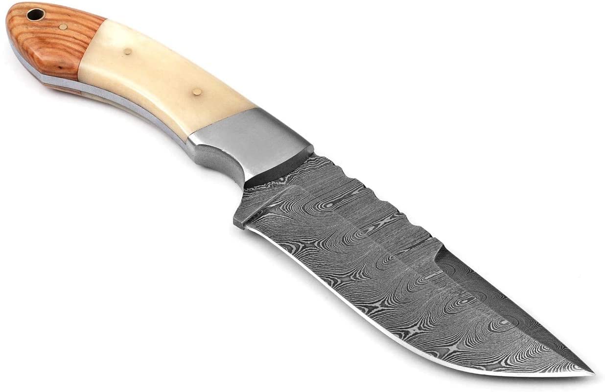 W TRADING Handmade Damascus Hunting Knife | Damascus Steel Blade Hunting Skinning Knife- Best For Outdoor Camping Skinner Deer Fishing Hiking EDC Survival Knives For Men