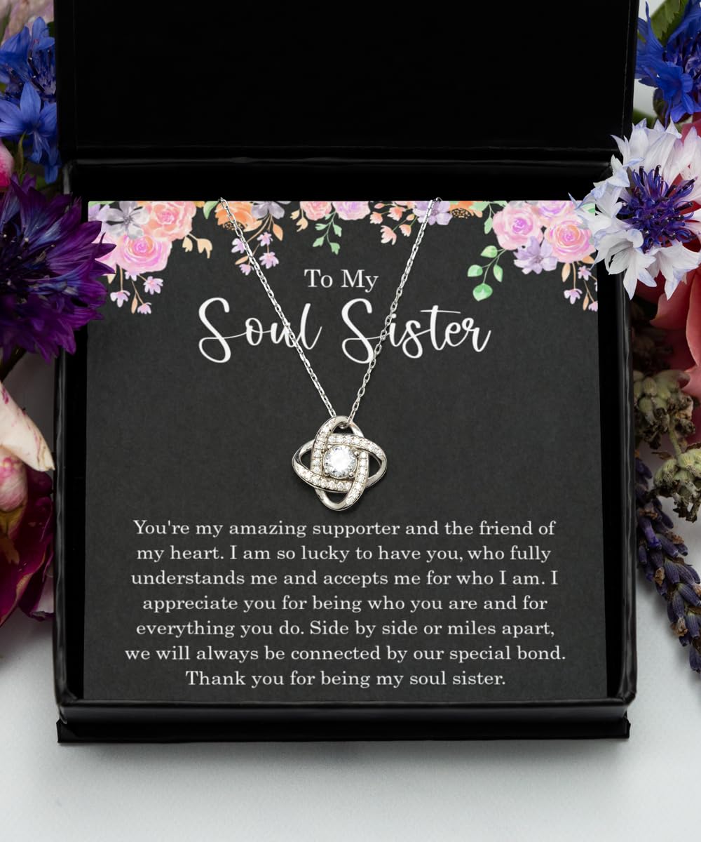 Soul Sister Gifts For Women, Necklace For Best Friend, Sister in Law, BFF, Unbiological Sister, Bestie, Unique Friendship Birthday Present Sentimental Jewelry, Long Distance, Crystal, Cubic Zirconia