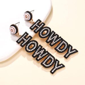 Western Earrings for Women Country Dangle Earrings Sparkle Rhinestone Beaded Howdy Letter Earrings Southern Western Nashville Rodeo Jewelry Accessories