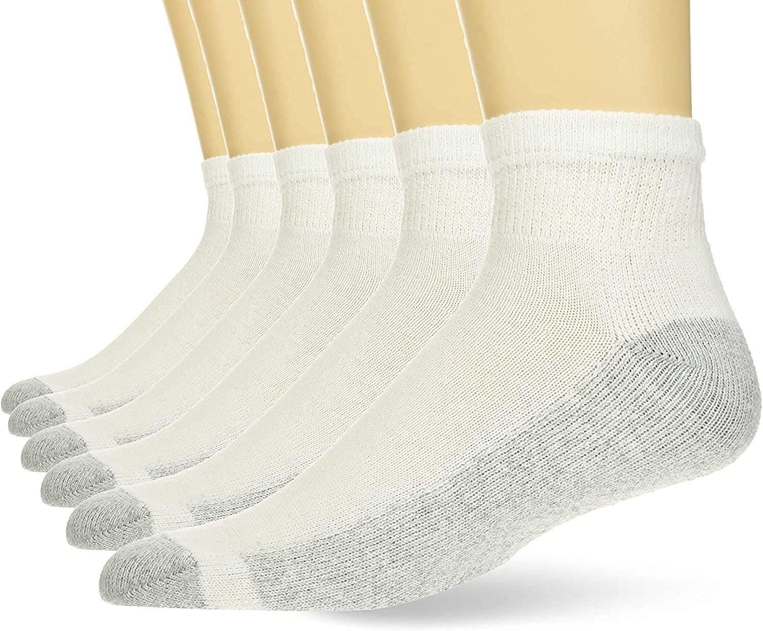 Moda West 24 Pairs - Ankle Bulk Socks Athletic Size 10-13 in White with Grey - Wholesale Case of 24 Men's Socks