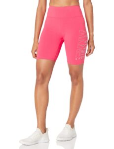 dkny women's high waist rhinestone logo bike short, calypso, small