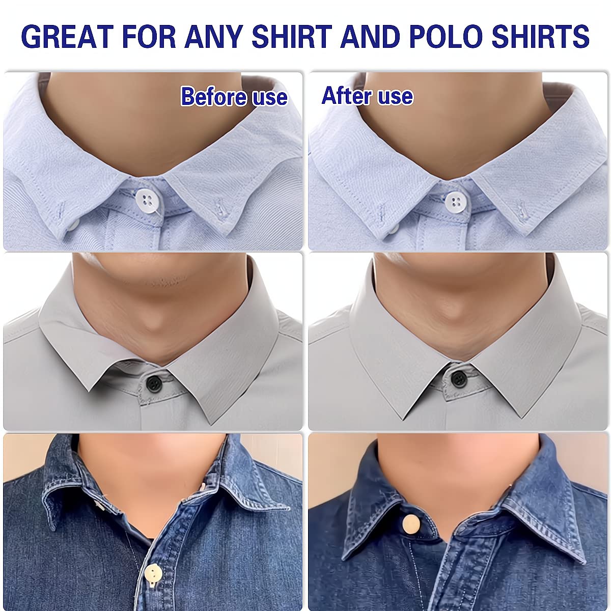 Collar Stays for Polo Shirts, No Curl Collar Polo Shirt Collar Stays, Polo Shirt Collar Fixed Great for Any Shirt with Collar