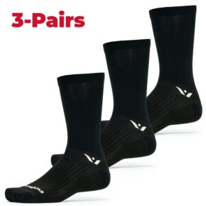 Swiftwick- PERFORMANCE SEVEN (3 Pairs) Cycling Socks, Wicking, Durable Crew (Black, X-Large)