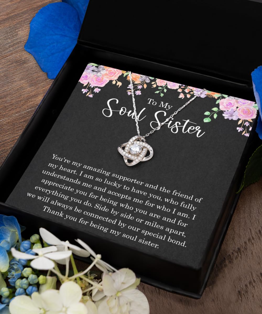 Soul Sister Gifts For Women, Necklace For Best Friend, Sister in Law, BFF, Unbiological Sister, Bestie, Unique Friendship Birthday Present Sentimental Jewelry, Long Distance, Crystal, Cubic Zirconia