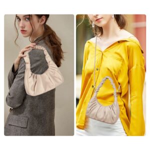 Classic Shoulder Bags for Women Cute Hobo Tote Mini Leather Handbag Clutch Purse Lightweight (Apricot)