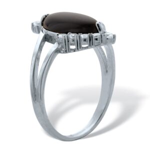 PalmBeach Jewelry Yellow Gold-Plated or Platinum-Plated Cubic Zirconia Marquise Onyx Ring Size 10