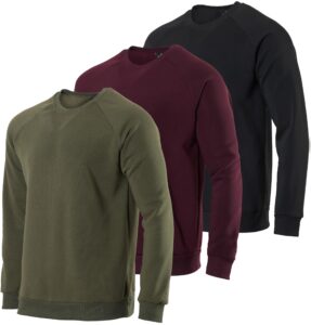 3 pack: men's sweatshirts fleece long sleeve mens crewneck pullover sweatshirt sweater soft plush active breathable athletic men workout wicking casual warm winter running work crew neck- set 8, 3xl