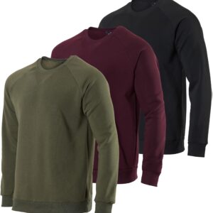 3 Pack: Men's Sweatshirts Fleece Long Sleeve Mens Crewneck Pullover Sweatshirt Sweater Soft Plush Active Breathable Athletic Men Workout Wicking Casual Warm Winter Running Work Crew Neck- Set 8, 3XL