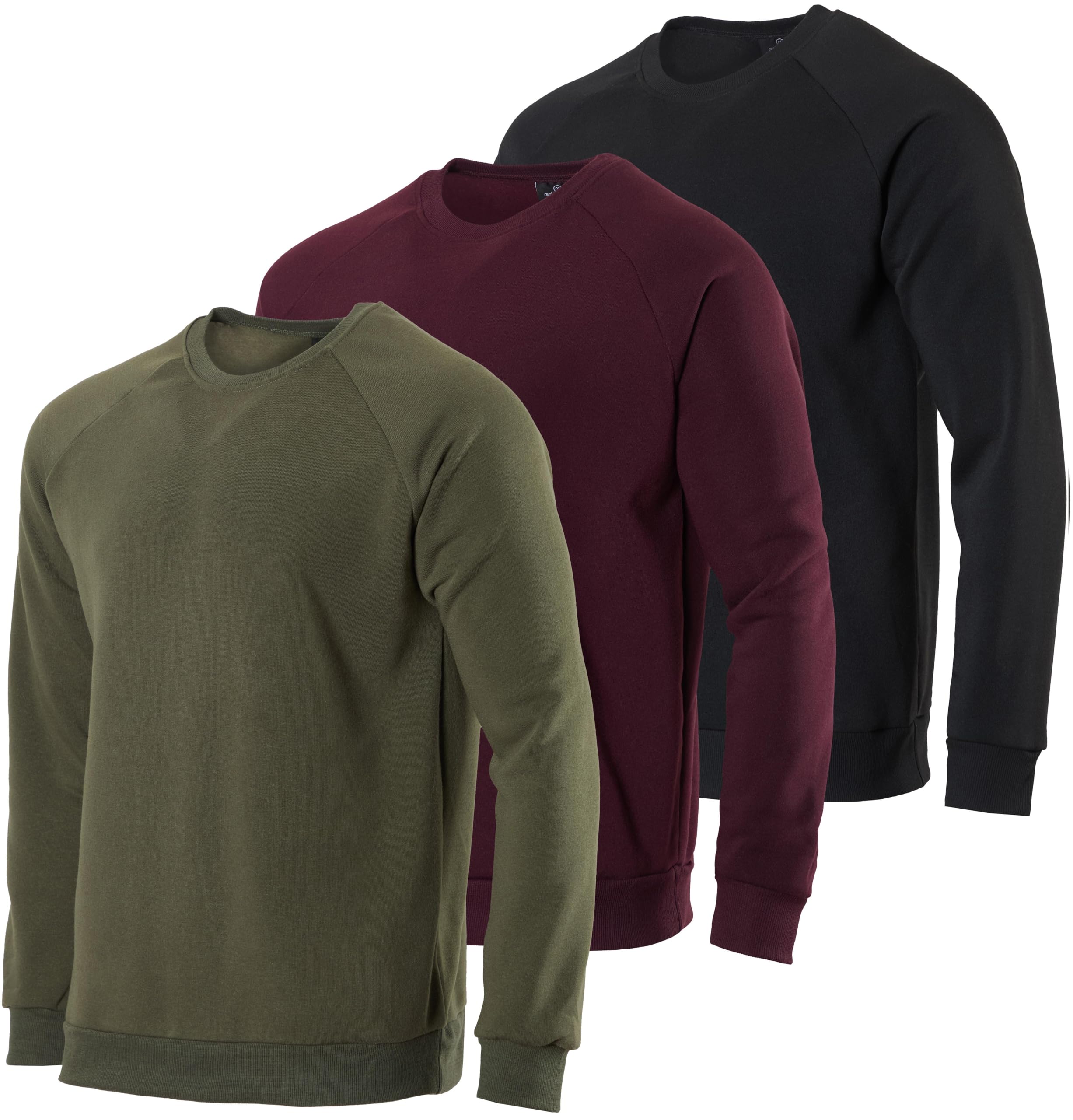 3 Pack: Men's Sweatshirts Fleece Long Sleeve Mens Crewneck Pullover Sweatshirt Sweater Soft Plush Active Breathable Athletic Men Workout Wicking Casual Warm Winter Running Work Crew Neck- Set 8, 3XL