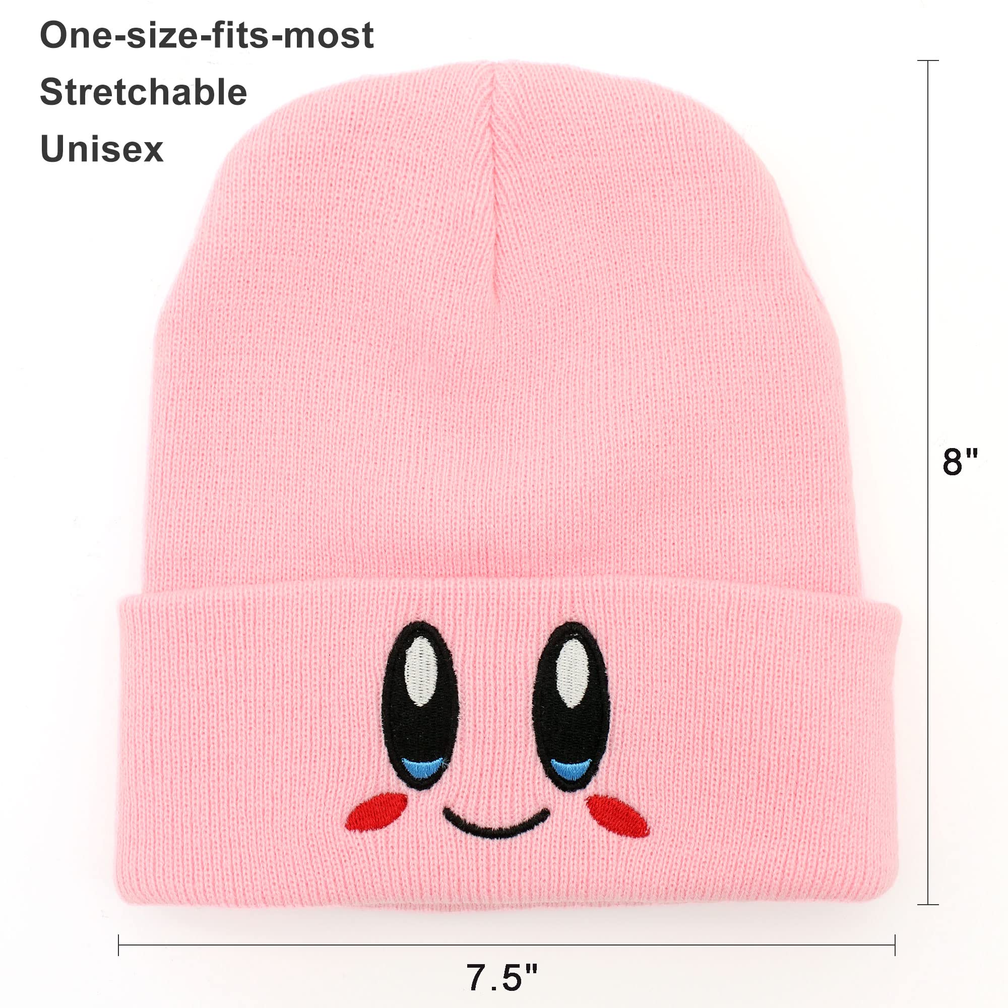 Ohjijinn Kawaii Anime Beanie Knitted Hat and Socks, Cute Pink Slouchy Warm Cap, Cartoon Winter Soft Headwear Funny Hat Gifts for Women