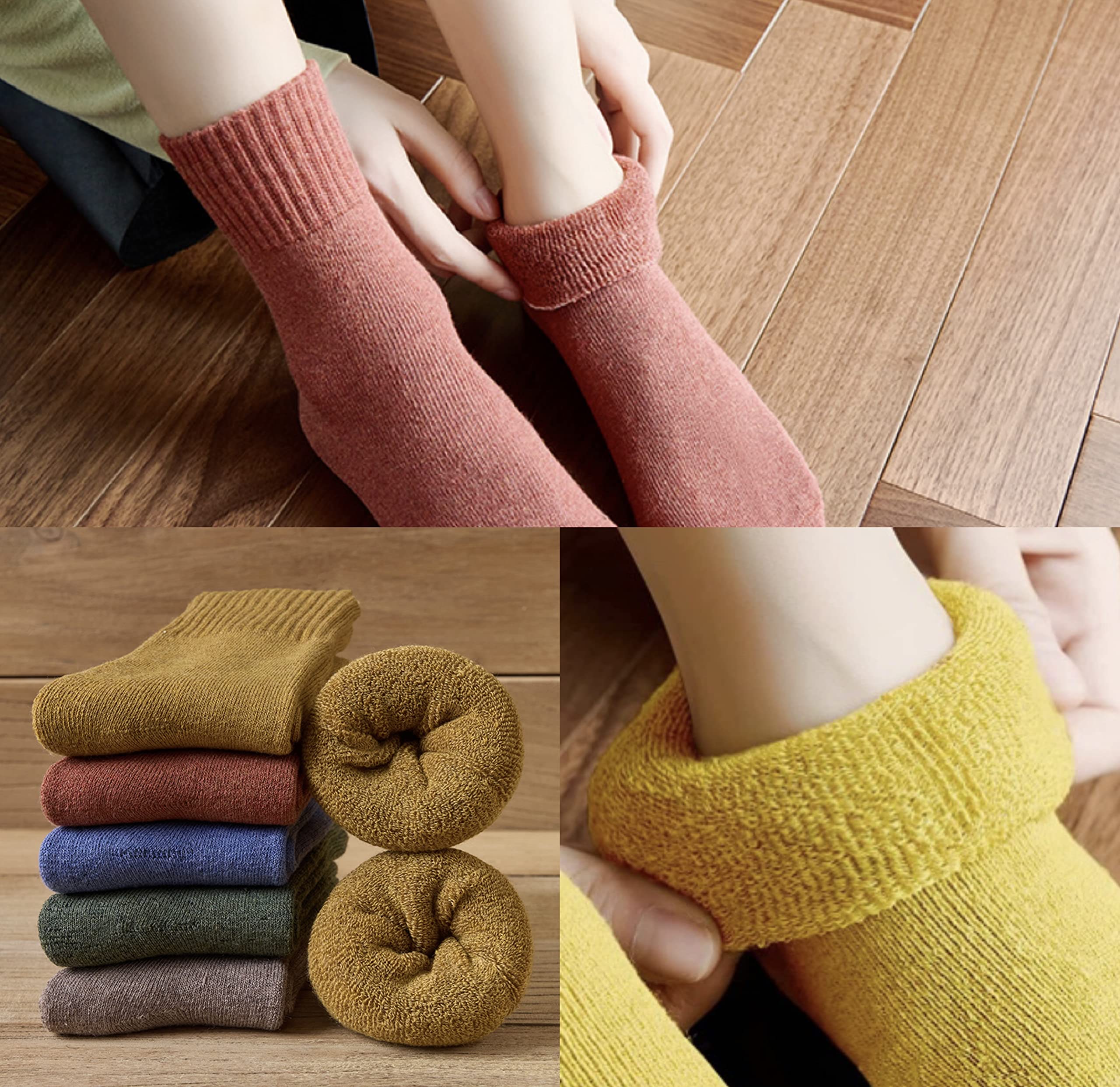 Keuien Womens Wool Socks, 5 Pairs Thick Winter Warm Socks, Soft Thermal Socks Gifts for Women