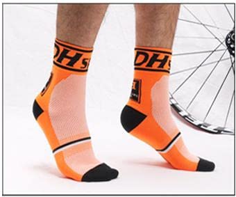 Beauty.N.Q Cycling Socks for Men Women Mountain Bike Mtb Bicycle Athletic Socks Sports (as1, alpha, one_size, regular, regular, White+Orange+Blue, S-Shoe 5-7)