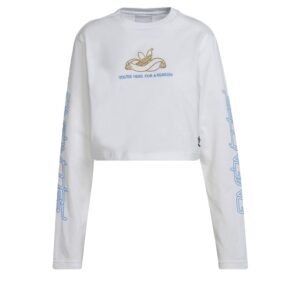 adidas long sleeve crop tee women's, white, size xl