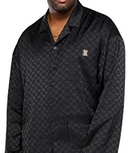 Savage X, Men's Satin Shirt, Black Caviar Monogram Jacquard, M