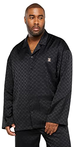 Savage X, Men's Satin Shirt, Black Caviar Monogram Jacquard, M