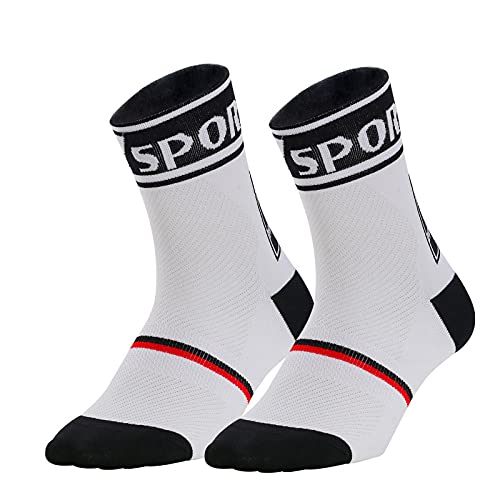 Beauty.N.Q Cycling Socks for Men Women Mountain Bike Mtb Bicycle Athletic Socks Sports (as1, alpha, one_size, regular, regular, White+Orange+Blue, S-Shoe 5-7)