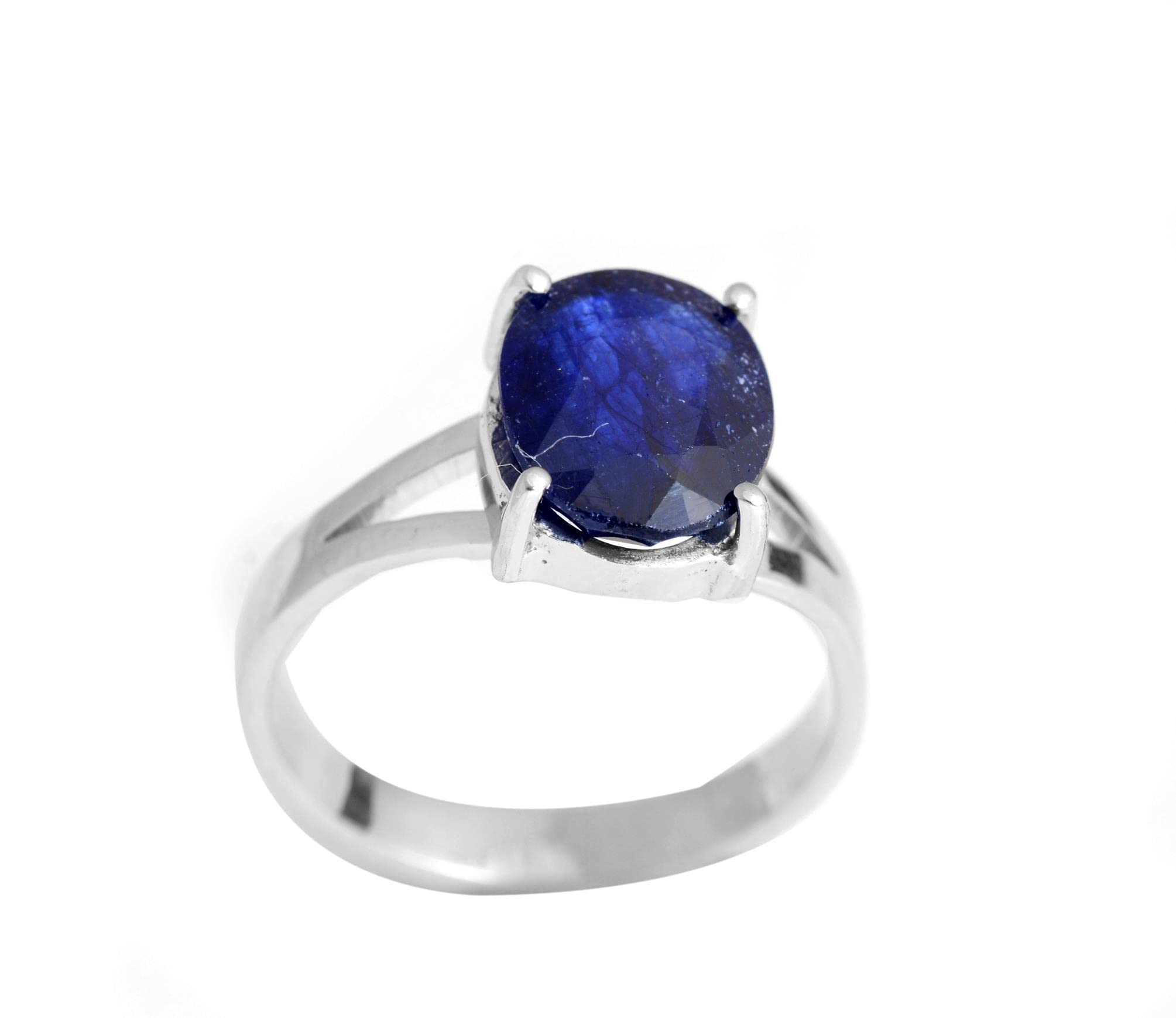 5.10 Carat Natural Blue Sapphire Gemstone 925 Sterling Silver Handmade Engagement Wedding Ring Gemstone bezel Set Handmade Rings Mother's Day Gift