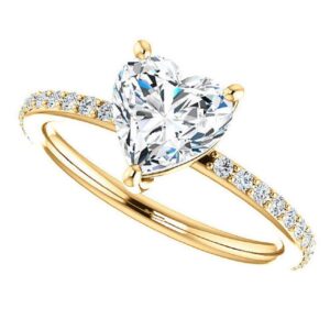 10K Solid Yellow Gold Handmade Engagement Rings 1.5 CT Heart Cut Moissanite Diamond Solitaire Wedding/Bridal Ring Set for Women/Her Propose Ring (8)