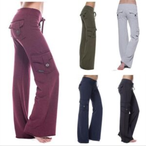 Andongnywell Women's Multi Pockets Utility Cargo Pant Casual Cotton Straight Leg Workwears Pants Trousers Yoga Pants