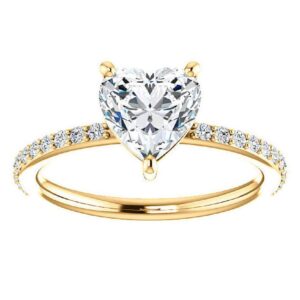 10K Solid Yellow Gold Handmade Engagement Rings 1.5 CT Heart Cut Moissanite Diamond Solitaire Wedding/Bridal Ring Set for Women/Her Propose Ring (8)