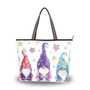 Women Tote Top Handle Shoulder Bags, Magic Gnomes with Stars Tote Bags Purses Daily Use, Tote Purse for Women