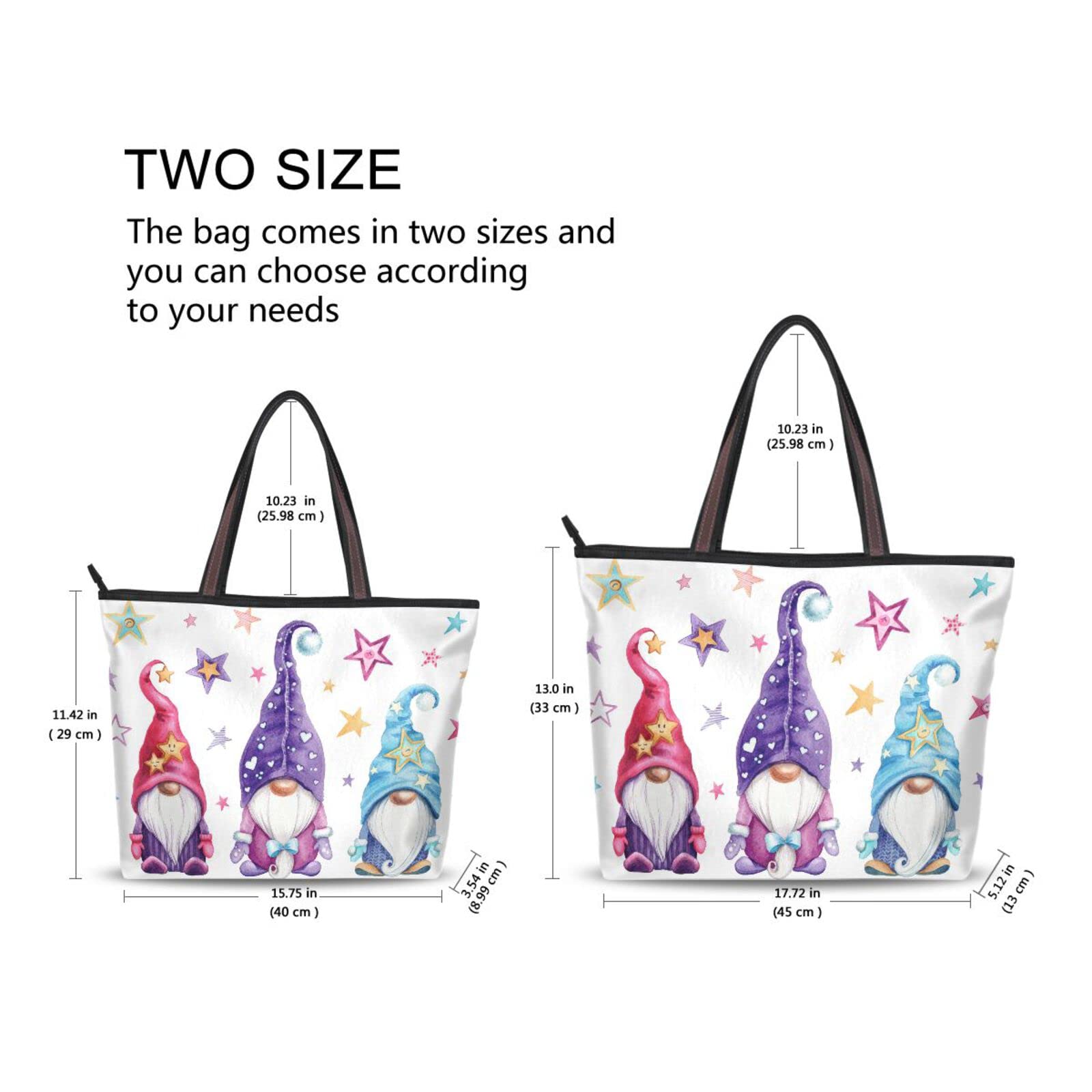 Women Tote Top Handle Shoulder Bags, Magic Gnomes with Stars Tote Bags Purses Daily Use, Tote Purse for Women