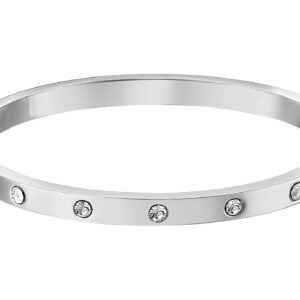 Kate Spade New York Set in Stone Metal Stone Hinged Bangle, Clear/Silver, One Size