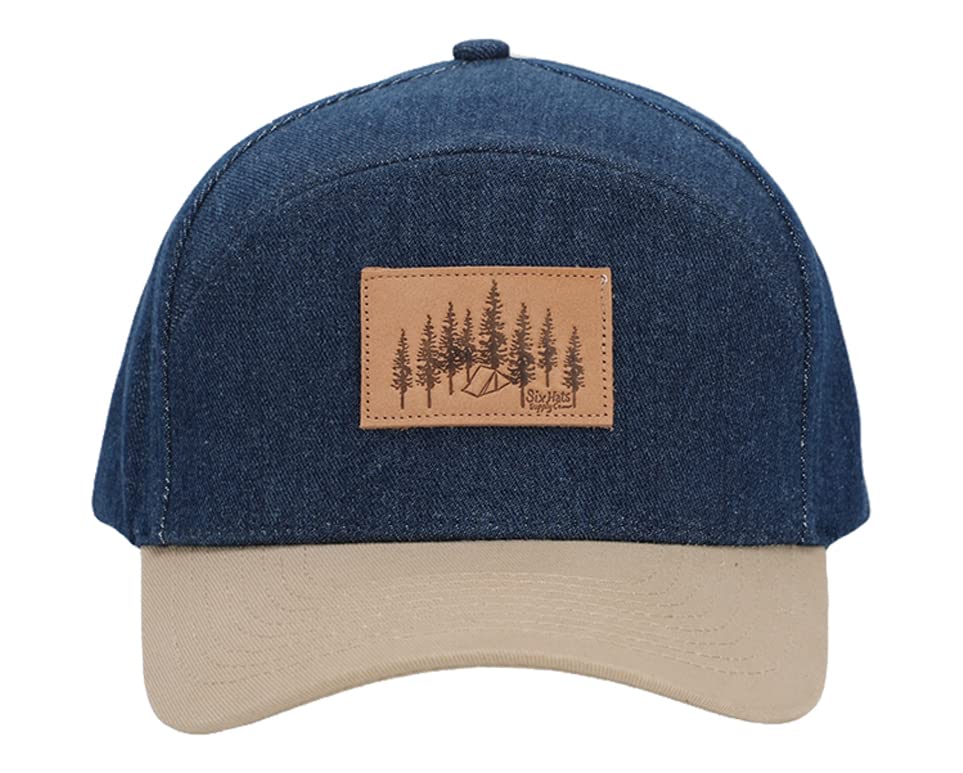 SixHats Khaki & Blue Denim Explorer Snapback Hat | One Size Fits All | Hats for a Cause, Blue & Khaki, Small-Large