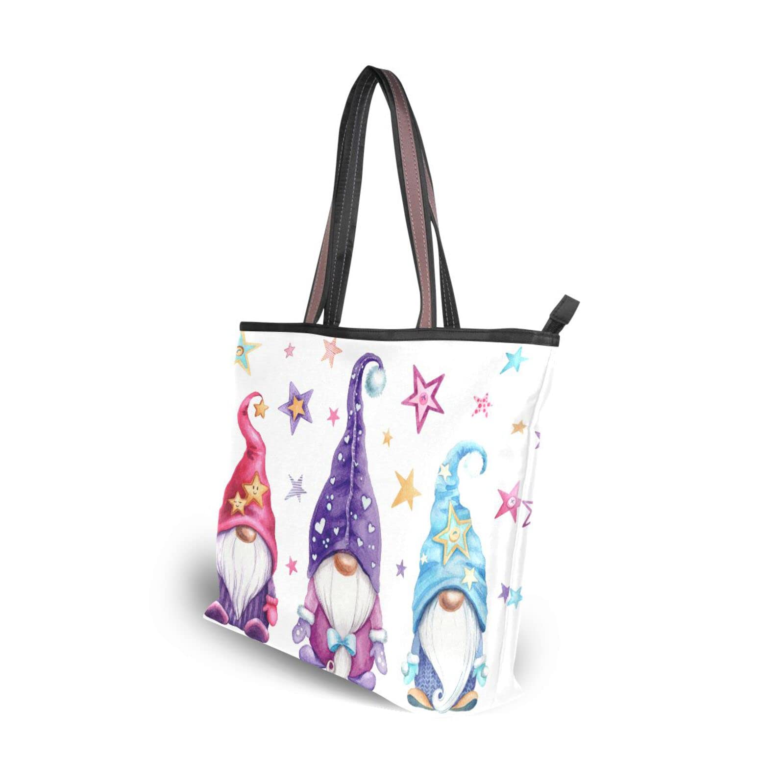 Women Tote Top Handle Shoulder Bags, Magic Gnomes with Stars Tote Bags Purses Daily Use, Tote Purse for Women