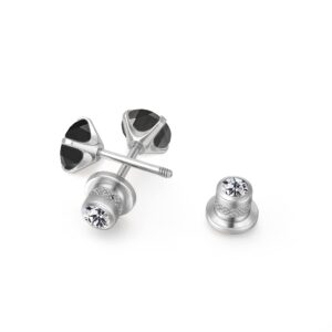 Limerencia Hypoallergenic G23 Implant Grade Titanium Screw Back Earrings Tragus 20G Helix F136 Piercing Post for Sensitive Ears Simulated Diamond Cartilage (5 mm, Black CZ)