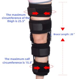 Tairibousy Hinged ROM Knee Brace Post Op Knee Brace Adjustable Knee Immobilizer Support with Side Leg Stabilizers