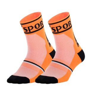 Beauty.N.Q Cycling Socks for Men Women Mountain Bike Mtb Bicycle Athletic Socks Sports (as1, alpha, one_size, regular, regular, White+Orange+Blue, S-Shoe 5-7)