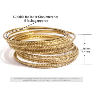 Pure Hands Nicole Speckle (Set of 12) - Slim Spacer Golden Bangle Bracelets for Women (2.6 Inches)