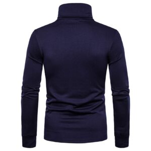 NRUTUP Men's Casual Slim Fit Basic Tops Knitted Thermal Turtleneck Pullover Sweater Lightweight Long Sleeve High Neck T-Shirt(D-Navy,XX-Large)