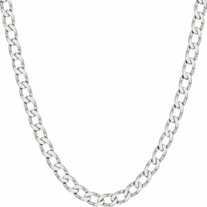 lifetime jewelry diamond cut edge curb link chain necklace 24k real gold plated (16 inches, 4mm, white gold)