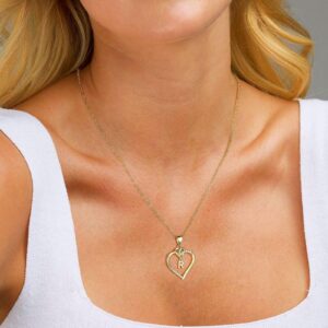 STORUP Heart Initial Necklaces for Women, 14K Gold Plated Heart Initial A Pendant Necklace Dainty Heart Necklaces for Women Jewelry Birthday Mothers Day Gifts for Mom Wife