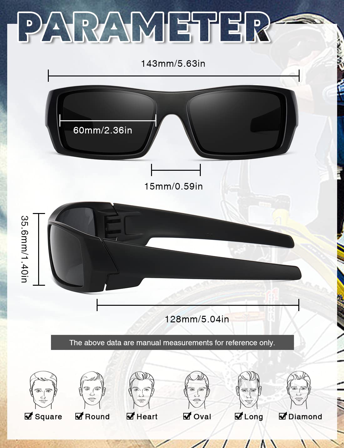 TIANYESY Polarized Sunglasses Men Womens Trendy Retro Sports Rectangular Wrap Around Vintage Shot Shield