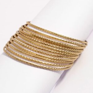 Pure Hands Nicole Speckle (Set of 12) - Slim Spacer Golden Bangle Bracelets for Women (2.6 Inches)