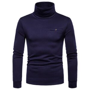 nrutup men's casual slim fit basic tops knitted thermal turtleneck pullover sweater lightweight long sleeve high neck t-shirt(d-navy,xx-large)