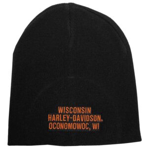 Harley-Davidson Men's Embroidered Bar & Shield Graphic Cuffed Beanie Hat - Black