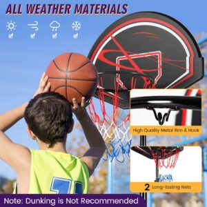 Goplus Portable Basketball Hoop Outdoor, 6.9-8.9 FT Height Adjustable Basketball Goal with 32’’ Shatterproof Backboard, Fillable Base, 2 Nets, 2 Wheels, Indoor Basketball Stand for Kids Youth Adults