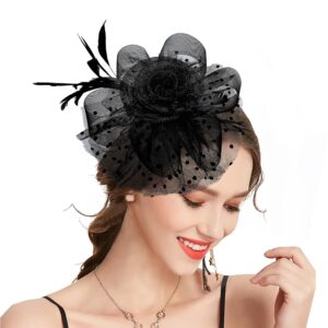 takmor fascinators for women, kentucky derby hats for women tea party tea party hat for women for church wedding cocktail black